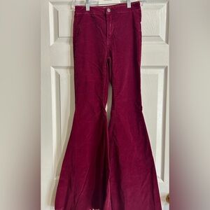 Free People Women's Burgundy Flared Pants
